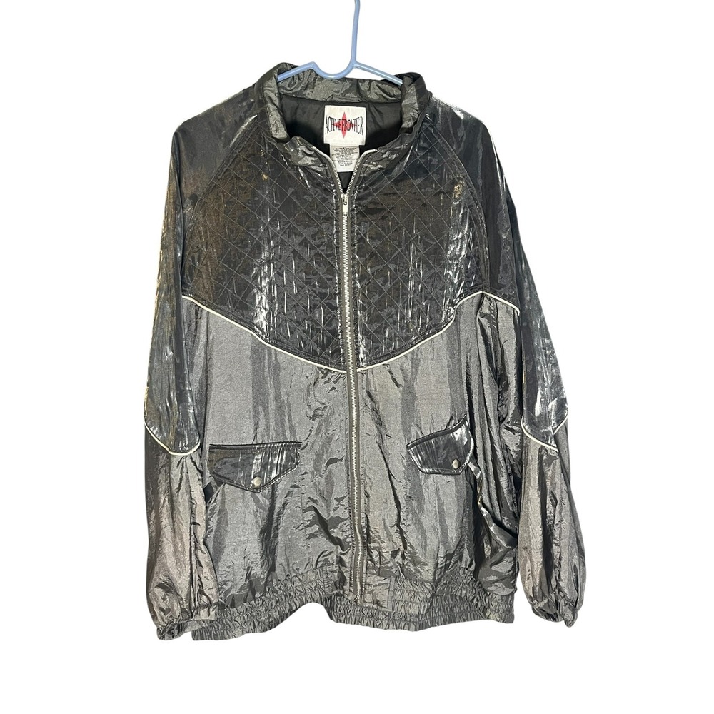 Active Frontier VTG Women's Metallic‎ Gray Quilted Windbreaker Jacket 90's 3XL
